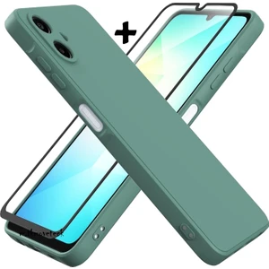 M.TK Moveteck Samsung Galaxy A07 Kılıf Kamera Korumalı Yumuşak Renkli Silikon + 9h Ekran Koruyucu Cam 2in1 Set