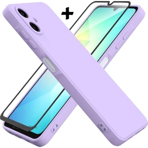 M.TK Moveteck Samsung Galaxy A07 Kılıf Kamera Korumalı Yumuşak Renkli Silikon + 9h Ekran Koruyucu Cam 2in1 Set