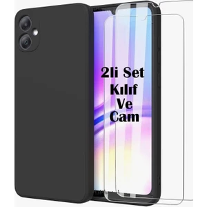 M.TK Moveteck Samsung Galaxy A07 Kılıf Kamera Korumalı Yumuşak Renkli Silikon + 9h Ekran Koruyucu Cam 2in1 Set