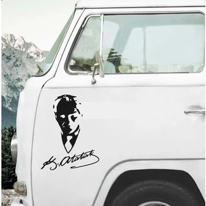 Sticker Dizayn Mustafa Kemal Atatürk Silüet - Atatürk Imza Sticker Araba Oto Motosiklet Karavan Araç Sticker Etiket  00565