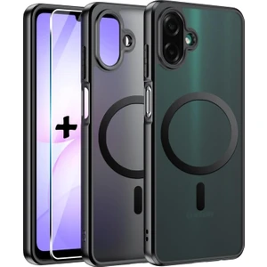 M.TK Moveteck Samsung Galaxy A07 Kılıf Mat Magsafe Şarj Özellikli Hassas Butonlu Yumuşak Renkli Kenarlı + Ekran Koruyucu Cam Set 2in1