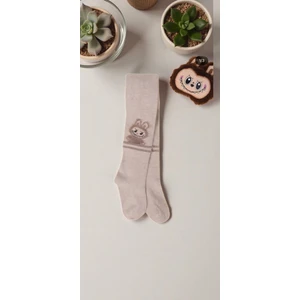 Beyaz Bebe Labubu Kız Çocuk Külotlu Çorap