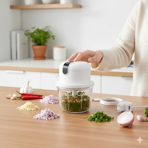 Eşya Dünyası Şarjlı Mini Mutfak Rondo Doğrayıcı – USB Kablosuz Bebek Maması Kıyma Et Sarımsak Soğan Doğrama