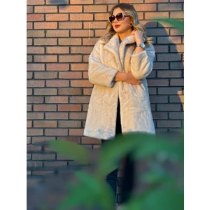 Ekstra Yumuşak Doku Dolgun Kancalı Uzun Kürk Kaban