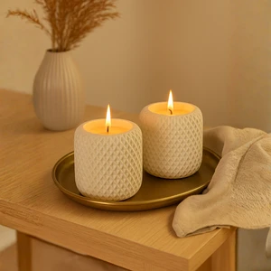 Nevhan Sanat İkili Soya Wax Mum Seti – Geometrik Dokulu (7.2 x 7 cm)