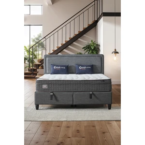 Cennet Yatak Melisa Çift Kişilik Sandıklı Baza + Full Ortopedik Antibakteriyel Paket Yaylı Visco Yatak + Başlık 3 Lü Set