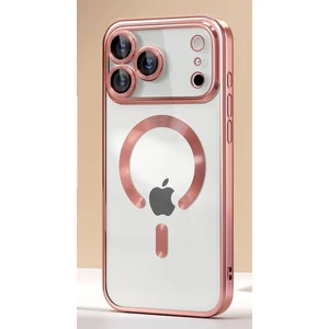 Apple iPhone 17 Pro Max Kılıf Kamera Lens Korumalı Renkli Magsafe Şeffaf Silikon Rose Gold