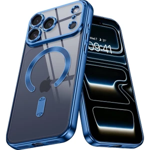 Apple iPhone 17 Pro Max Kılıf Kamera Lens Korumalı Renkli Magsafe Şeffaf Silikon Lacivert