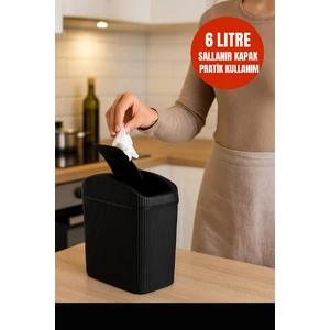 Open Home Concept 6 Lt Çöp Kovası, Mutfak, Banyo, Tuvalet, Ofis Çöp Kutusu Siyah