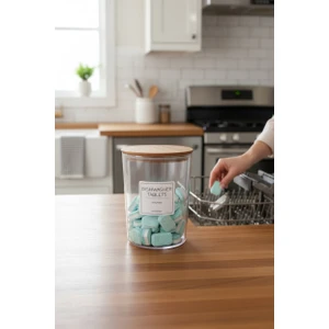 Bulaşık Makinesi Tablet Deterjan Kavanozu/kutusu Ahşap Vakumlu Kapak 2300 ml