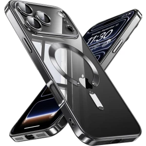 Apple iPhone 17 Pro Max Kılıf Kamera Lens Korumalı Renkli Magsafe Şeffaf Silikon Siyah