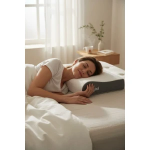 Cozyy Life Visco Ortopedik Yastık Original | Boyun Fıtığı Boyun Düzleşmesi Destekli Lüks Yastık | Taşıma Çantalı | Beyaz & Mavi | 1300gr