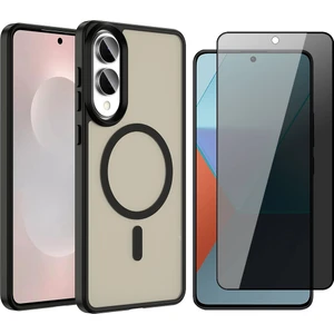 Galaxy S25 Edge Kılıf M-safe Şarj Özellikli Mat Arka Yüzey Vendas Sio Kapak + Hayalet Cam Ekran Koruyucu