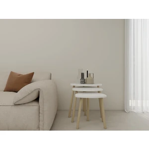 Üçlü Zigon Iç Içe Geçmeli Sehpa Beyaz Renk