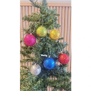 Yılbaşı Ağacı Süsü 4 cm Cici Karışık Işıltılı Simli Küre Top Süs Parlak 6 Adet