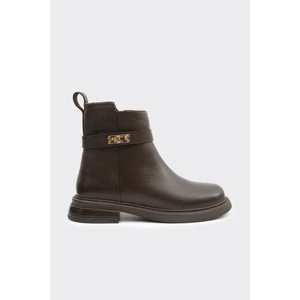 Hakiki Deri Fermuarlı Kadın Bot