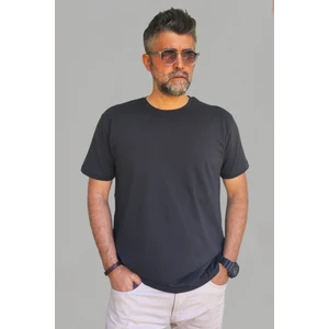 Erkek Siyah Slim Fit Bisiklet Yaka Pamuk Elastan Basic Tişört
