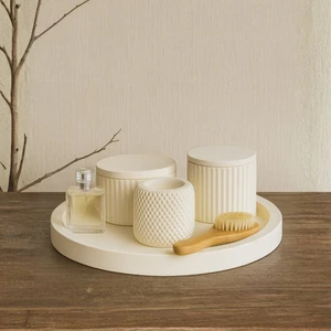 Nevhan Sanat El Yapımı 6 Parçalı Modern Saklama & Düzenleme Seti – Parlak Yüzeyli Beton & Seramik Karışımı