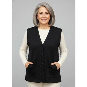 Mutlu City Kadın Orta Yaş ve Üzeri Sıkı Dokuma Ince Anne Triko Yelek 1140
