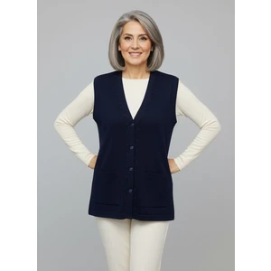 Mutlu City Kadın Orta Yaş ve Üzeri Sıkı Dokuma Ince Anne Triko Yelek 1140