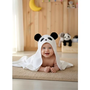 Pamuk Hanım Pamuk Yumuşacık Kız-erkek Yenidoğan/bebek Banyo Kundak Havlusu BEYAZ/PANDA
