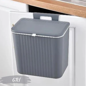 15 Litre Askılı Çöp Kutusu , Mutfak ve Banyo Dolap Askılı Çöp Kovası / Gri