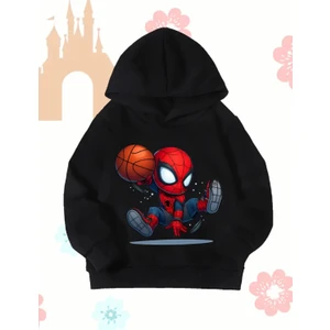 Punix Kids Punıx Kıds Özel Üretim Kapüşonlu Basketçi Örümcek Adam Baskılı Şardonlu Kışlık Erkek Çocuk Sweatshırt