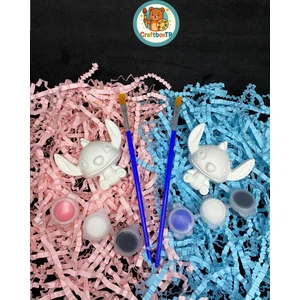 Sevgililere Özel Stitch&angel Taş Boyama Seti/kendin Yap, Doğum Günü, Karne,etkinlik,tatil Hediyesi