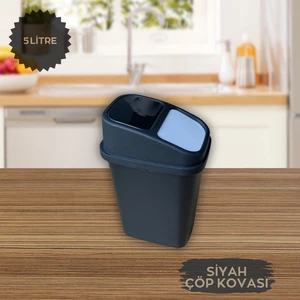 Tezgah Üstü Pratik Kapak Mutfak Banyo Çöp Kovası 5 Litre