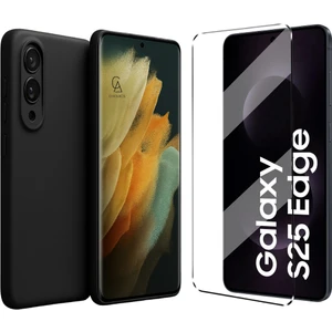 Samsung Galaxy S25 Edge ile Uyumlu Kılıf Esnek Premium Telefon Kılıfı ve Temperli Cam Ekran Koruyucu