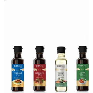 Lee Kum Kee Chefline Asia 4lü Uzakdoğu Sos Seti - Soya Sosu 150ML -Istiridye Sos 150ML -Teriyaki Sos 150ML - Pirinç Sirkesi 150ML