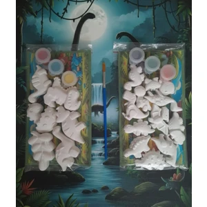 3 Elma Tasarım Atölyesi/m-L Ikili Paket Dinazorlar Taş Boyama Seti-Eğlence-Aktivite-Aile Okul Etkinlik-Hobi-Sanat--Hediye-Doğum Günü-Özel Günler-Bayram