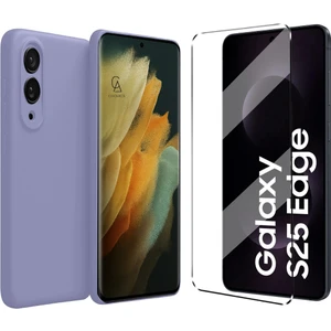 Samsung Galaxy S25 Edge ile Uyumlu Kılıf Esnek Premium Telefon Kılıfı ve Temperli Cam Ekran Koruyucu