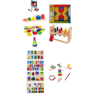 20'li Ahşap Eğitici Kavram Oyuncak Seti Anaokulu Özel Eğitim Montessori Yapboz Materyalleri