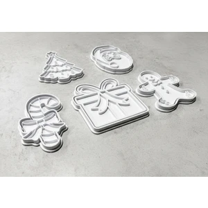 Yılbaşı Temalı 5’li Kurabiye Kalıbı Seti – Noel Baba, Çam Ağacı, Hediye, Şeker Kamışı, Gingerbread Kurabiye