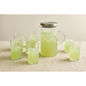 Özgün Ev 7 Parca Su Setı 1.500 cc Surahı + 6 x 380 cc Mesrubat Bardagı-Metal Kapaklı Borosılıkat Cam