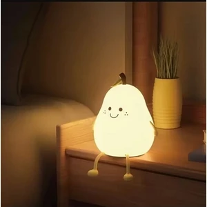 Keyfim Shop Sevimli Armut Şekilli Silikon LED Gece Lambası – Dokunmatik, USB Şarjlı, 7 Renkli Yumuşak Işıklı Lamba