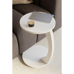 Eda Hacıoğlu Edam Bedding Group Tekerlekli C Tasarım Beyaz Yan Sehpa