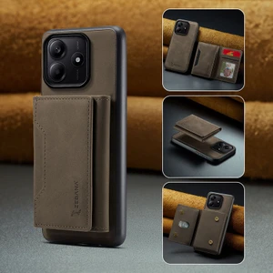 Xiaomi Redmi Note 14 Uyumlu Kılıf Zebana 2in1 Elite Class Cüzdanlı Deri Kılıf Koyu Kahverengi