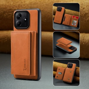 Xiaomi Redmi Note 14 Uyumlu Kılıf Zebana 2in1 Elite Class Cüzdanlı Deri Kılıf Kahverengi