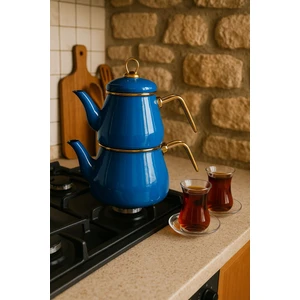 Emaye 3 Parça Paslanmaz Çelik Emaye Çaydanlık - Krem