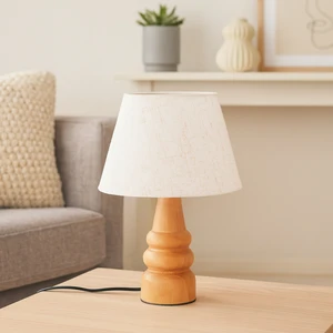 Natural Ahşap Kumaş Başlık Abajur AYD-3562