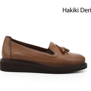 Kadın Taba Antik Dolgu Taban Püsküllü Hakiki Deri Ayakkabı