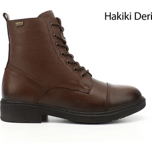 Kadın Kahve Fermuarlı Hakiki Deri Postal Bot