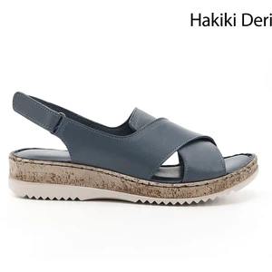 Gön Hakiki Deri Dolgu Taban Sandalet 45836