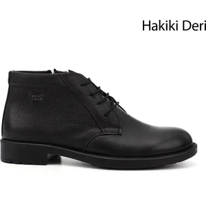 Erkek Siyah Floter Fermuarlı Hakiki Deri Klasik Bot