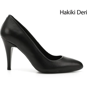 Gön Hakiki Deri Sivri Burun İnce Yüksek Topuklu Stiletto Kadın Ayakkabı 22354