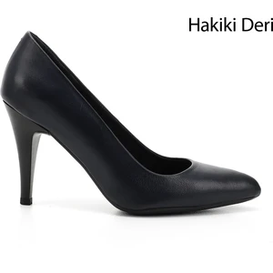 Gön Hakiki Deri Sivri Burun İnce Yüksek Topuklu Stiletto Kadın Ayakkabı 22354