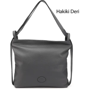 Kadın Açık Gri Hakiki Deri Omuz Ve Sırt Çantası