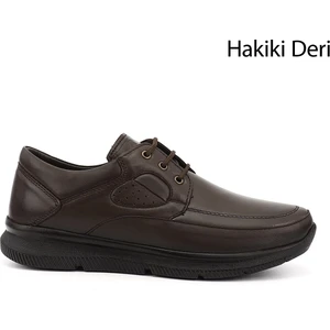 Erkek Koyu Kahve Bağcıklı Hakiki Deri Ayakkabı